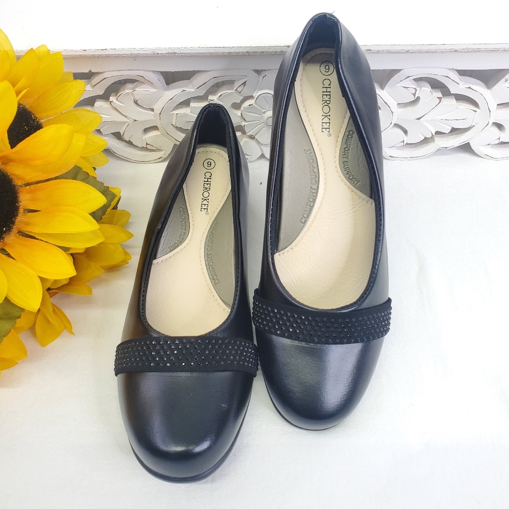 Cherokee Comfort Support Women's  Wedge Heel Slip On Embellishments  Size 9